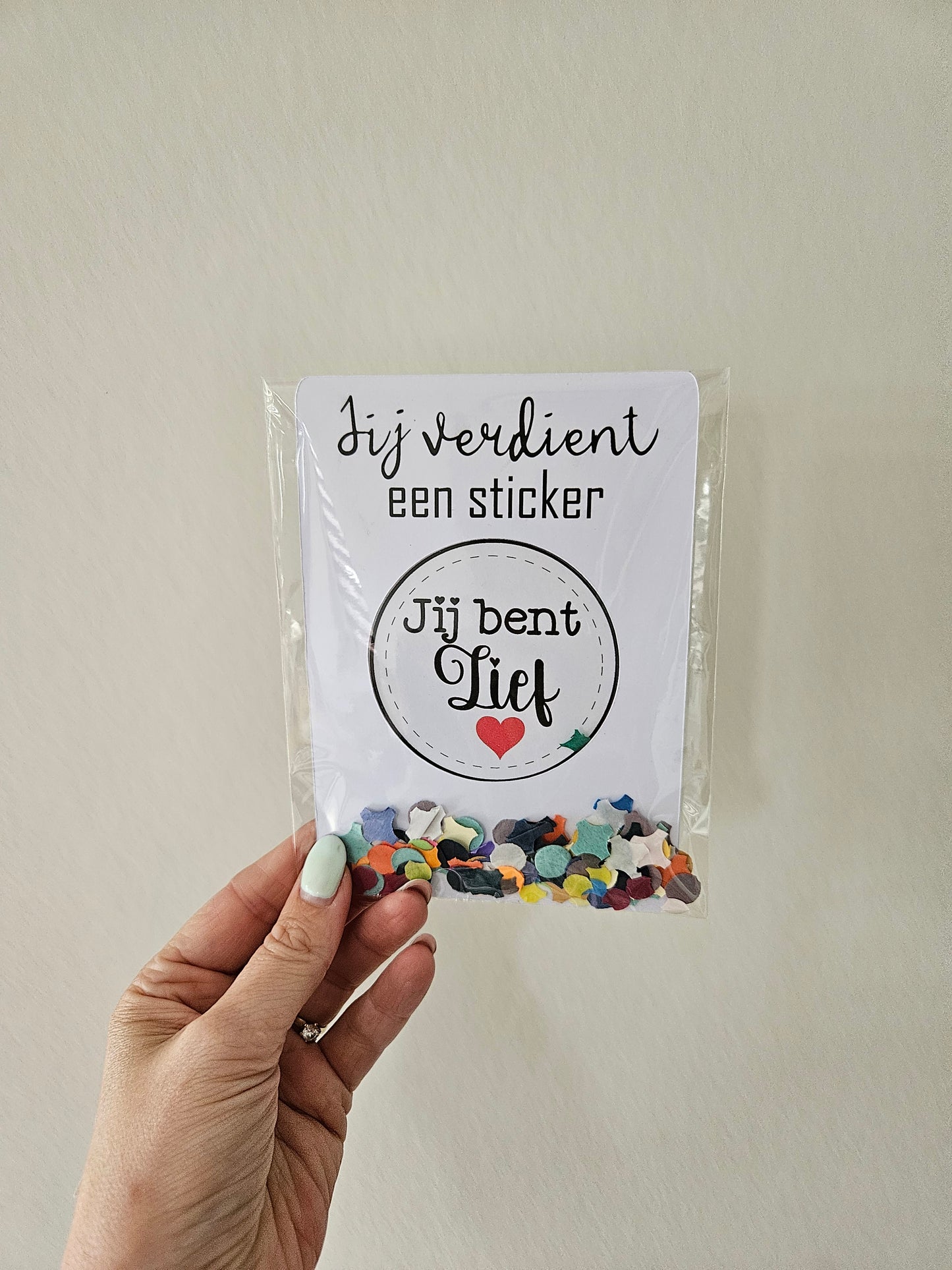 Kaartje 'jij verdient een sticker'